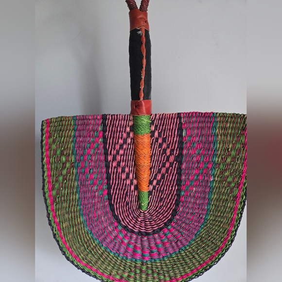 Handcrafted Multicolor Woven Fan Wall Decor - Picture 3 of 4